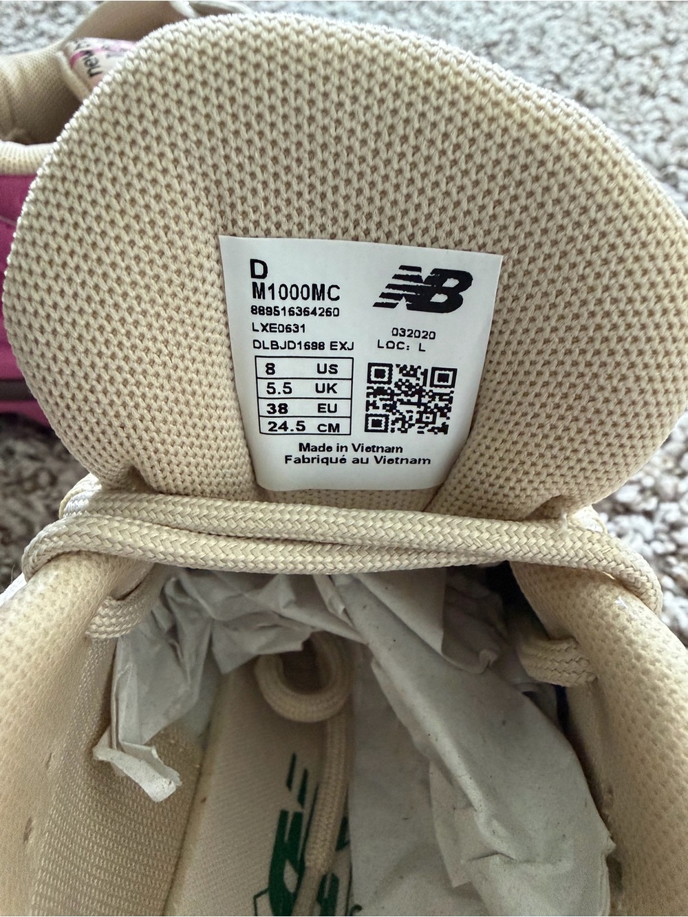 New Balance 1000 Pink Green Cream Running Sneakers - Picture 5 of 10